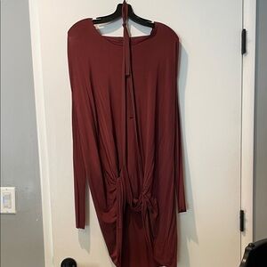 All Saints Burgundy Long Sleeve Dress